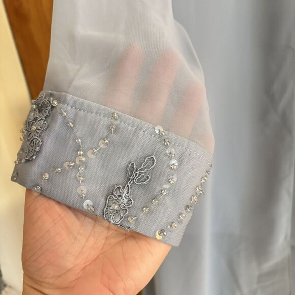 Azazie Mother of the Bride Maura Pantsuit 3 Pc  Dusty Blue Wedding New! Size 10 - Picture 7 of 16